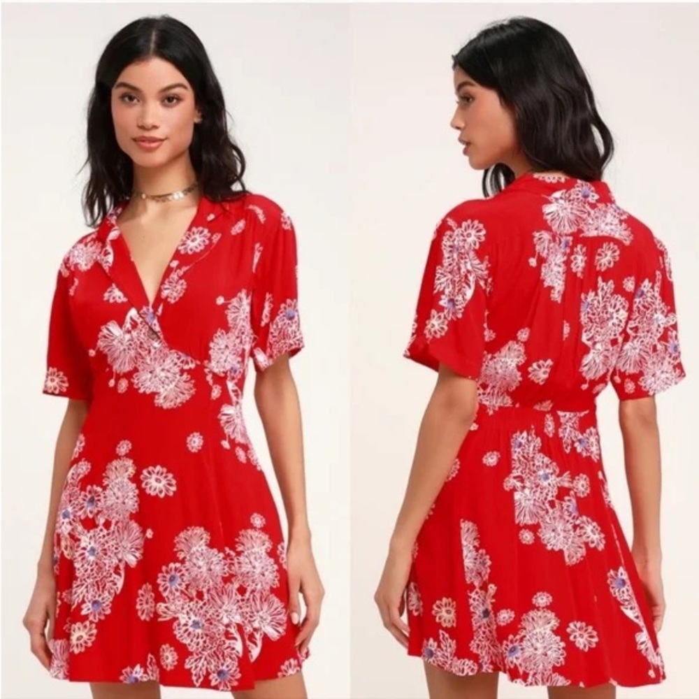 Free people floral red casual dress